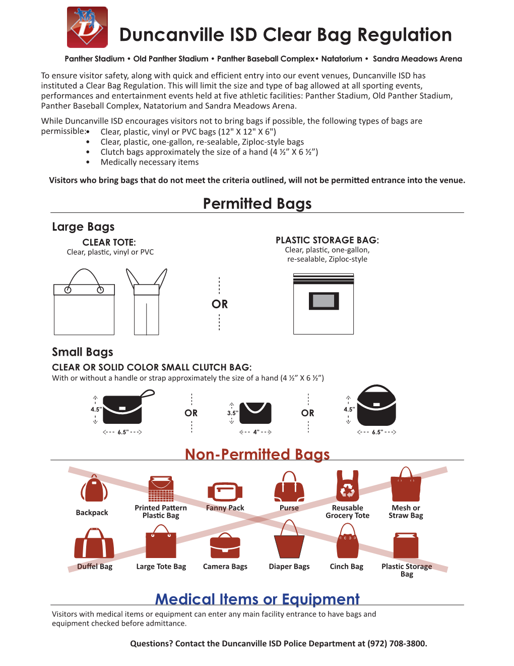 Duncanville ISD Clear Bag Regulation