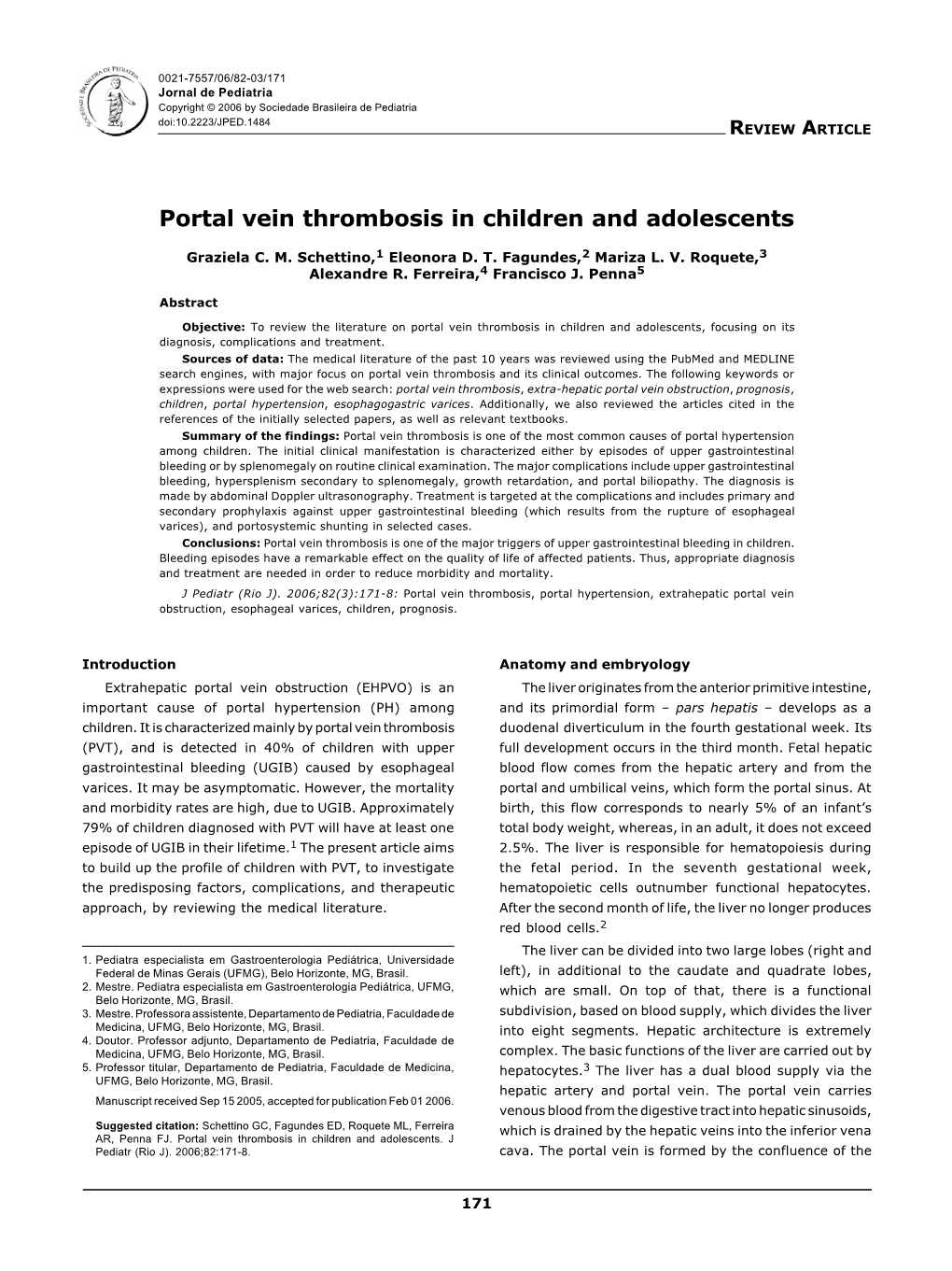 Portal Vein Thrombosis in Children and Adolescents