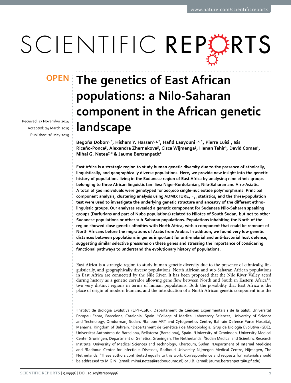 The Genetics of East African Populations