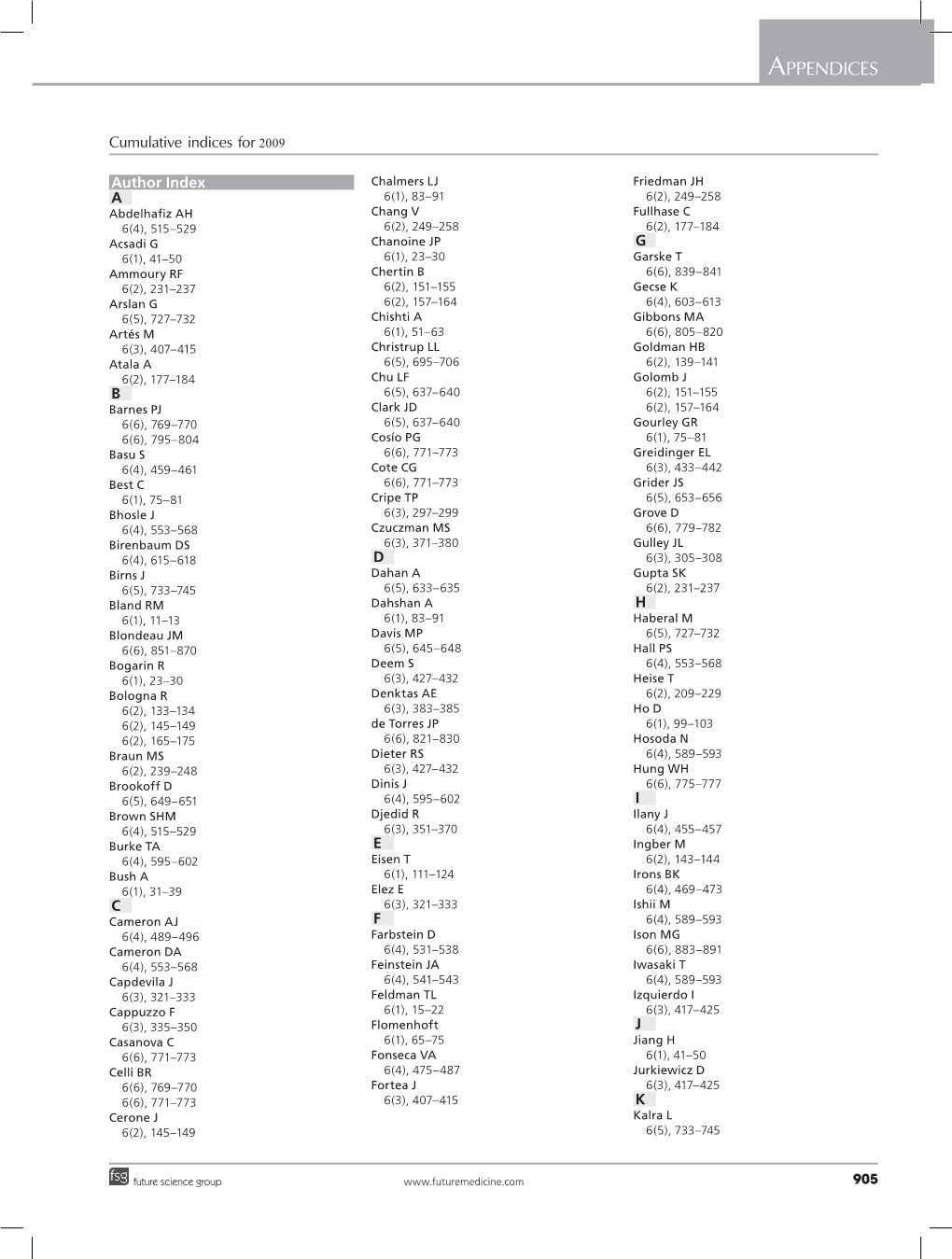 Indices: Volume 6 Issue 6