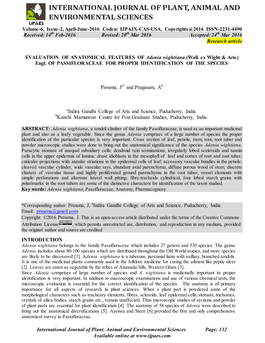 IJPAJX-CAS-USA, Copyrights@2016 ISSN-2231-4490 Received: 14Th Feb-2016 Revised: 20Th Mar 2016 Accepted: 24Th Mar 2016 Research Article