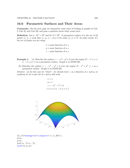 16.6 Parametric Surfaces and Their Areas
