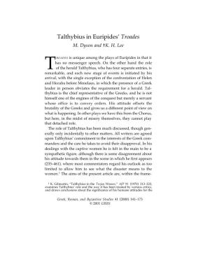 Talthybius in Euripides' Troades