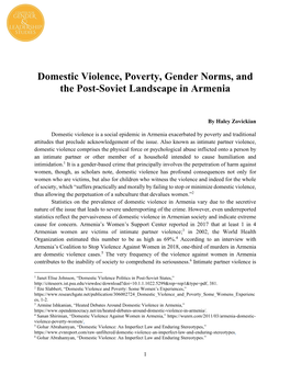 Domestic Violence, Poverty, Gender Norms, and the Post-Soviet Landscape in Armenia