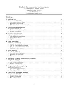 Graduate Learning Seminar on ∞-Categories Contents