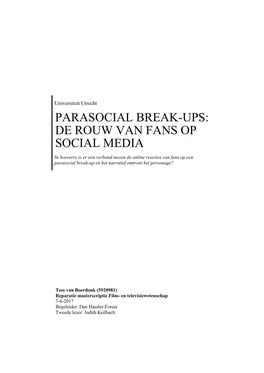 PARASOCIAL BREAK-UPS: DE Rouw VAN FANS OP SOCIAL MEDIA