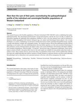 More Than the Sum of Their Parts: Reconstituting the Paleopathological Profile of the Individual and Commingled Neolithic Populations of Western Switzerland