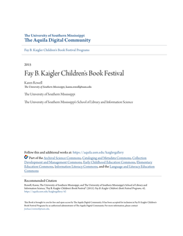 Fay B. Kaigler Children's Book Festival Programs