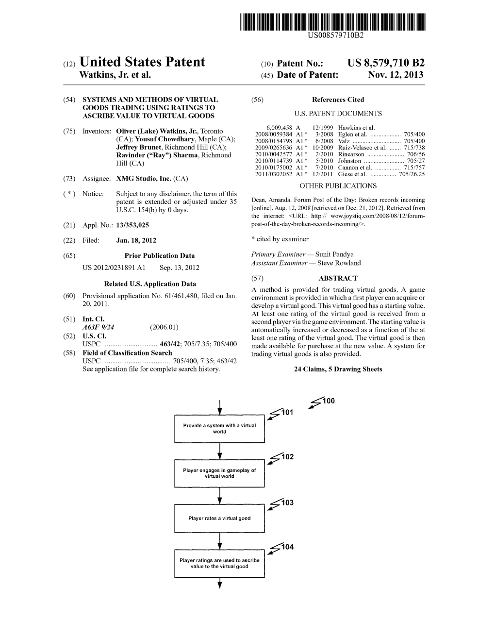 (12) United States Patent (10) Patent No.: US 8,579,710 B2 Watkins, Jr