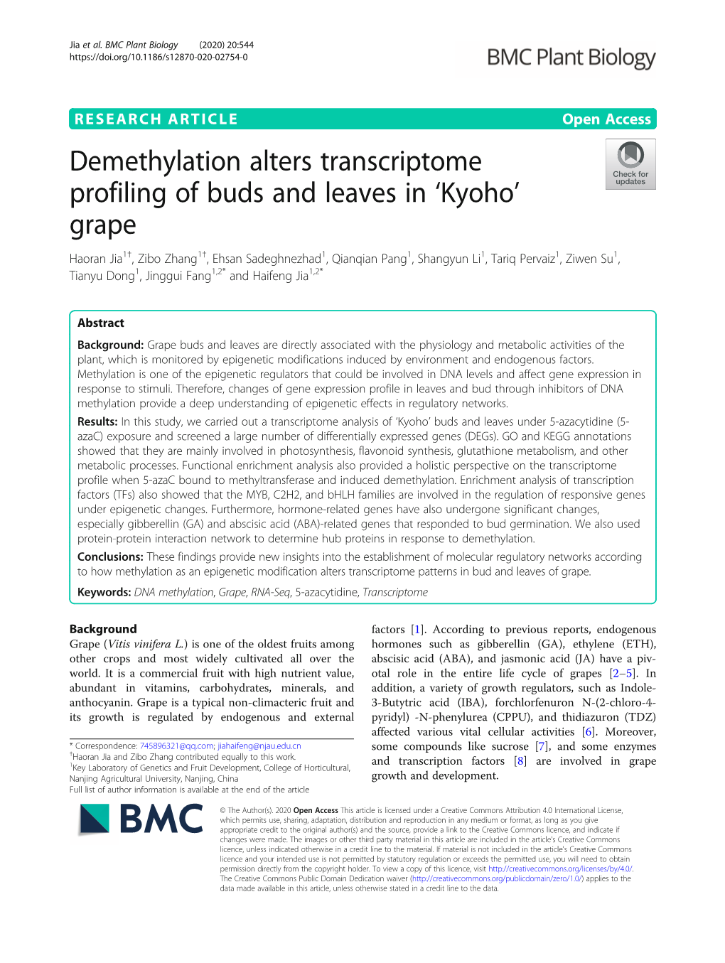 Demethylation Alters Transcriptome Profiling of Buds and Leaves In