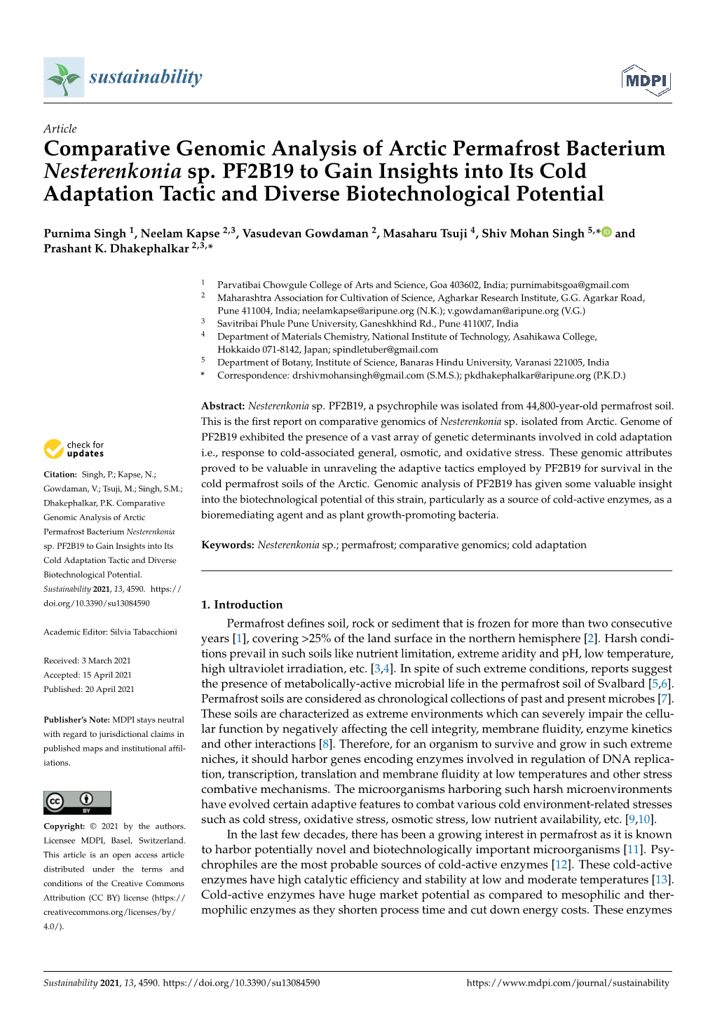 Comparative Genomic Analysis of Arctic Permafrost Bacterium Nesterenkonia Sp