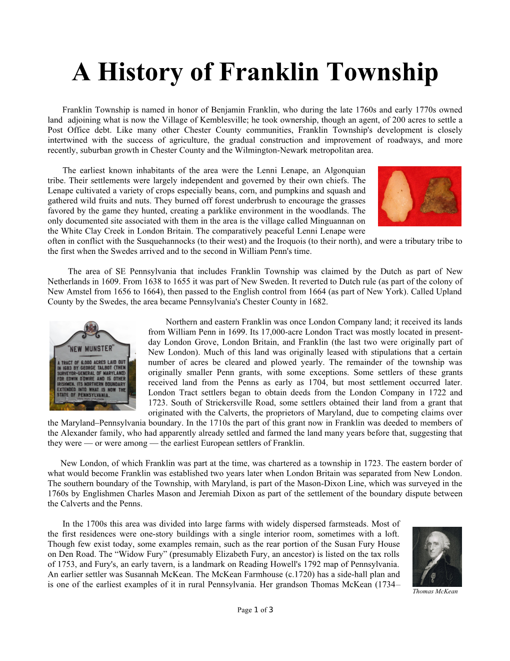 A History of Franklin Township