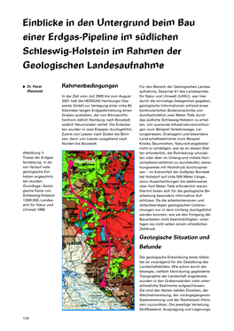 Einblicke in Den Untergrund Beim Bau Einer Erdgas-Pipeline Im Südlichen Schleswig-Holstein Im Rahmen Der Geologischen Landesaufnahme