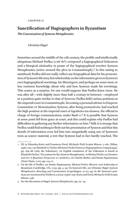 Sanctification of Hagiographers in Byzantium the Canonization of Symeon Metaphrastes
