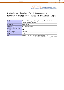 A Study on Planning for Interconnected Renewable Energy Facilities in Hokkaido, Japan