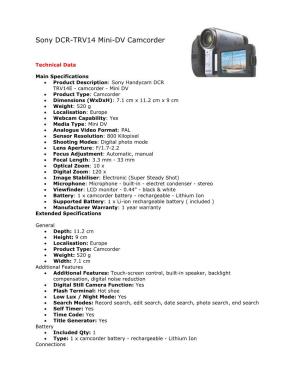 Sony DCR-TRV14 Mini-DV Camcorder