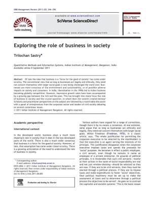 Exploring the Role of Business in Society