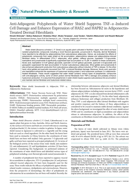 Anti-Adipogenic Polyphenols of Water Shield Suppress TNF-Α-Induced