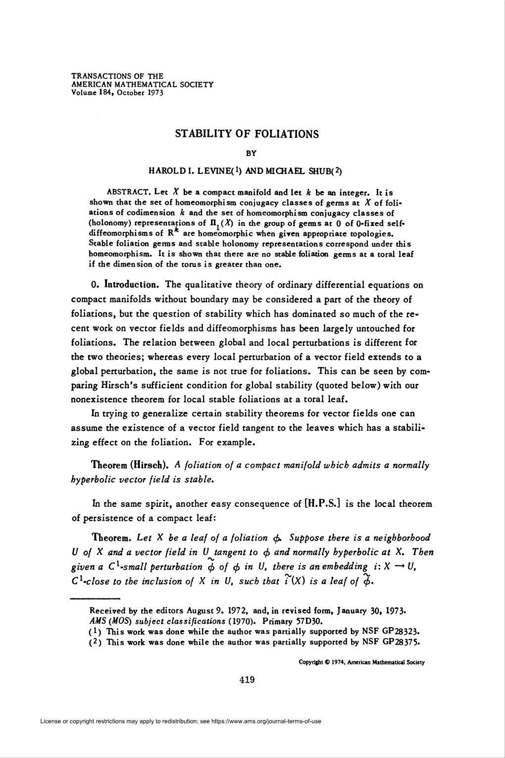 Stability of Foliations Mod X to the Study of Stability of Holonomy Representations