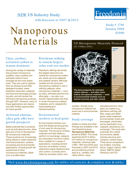 Nanoporous Materials, Examines the Market Tal Microporous Materials