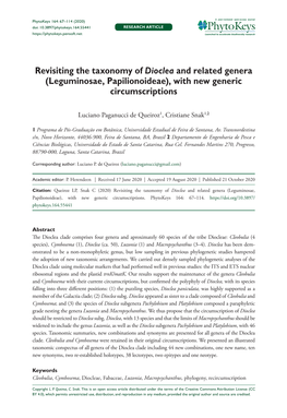 Revisiting the Taxonomy of Dioclea and Related Genera (Leguminosae