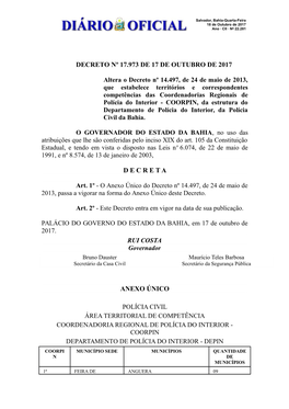 Decreto Nº 17.973 De 17 De Outubro De 2017 D E C R E T A