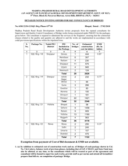 Madhya Pradesh Rural Road Development Authority (An Agency of Panchyat & Rural Development Department, Govt