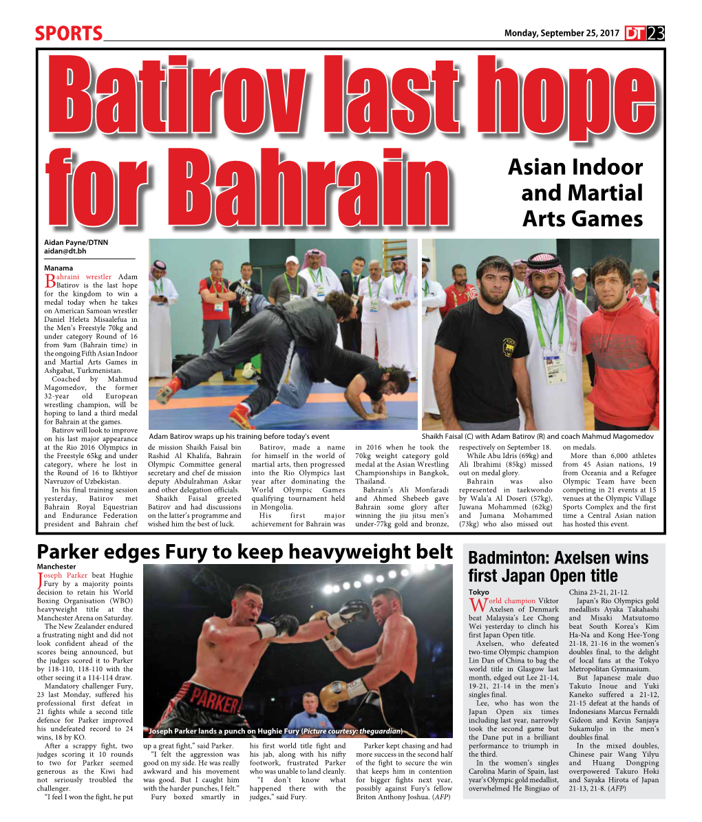 Batirov Last Hope for Bahrain