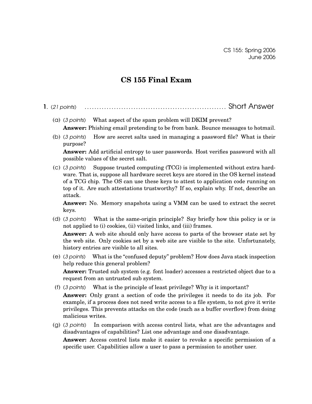 CS 155 Final Exam