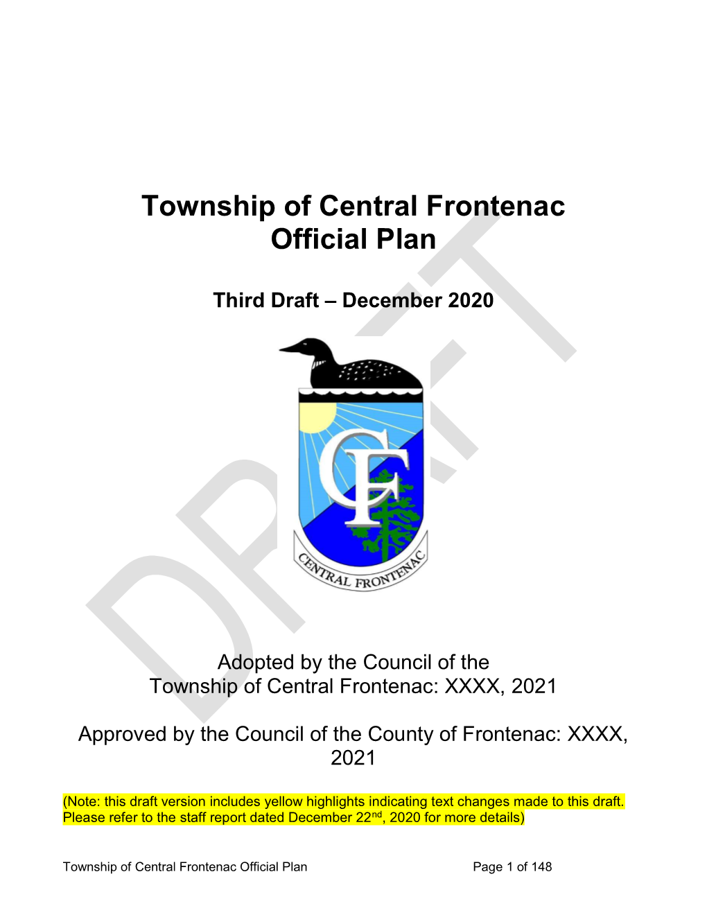 Township of Central Frontenac Official Plan