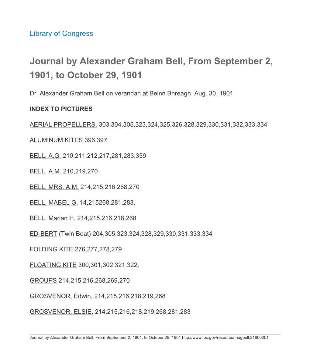 Journal by Alexander Graham Bell, from September 2, 1901, to October 29, 1901