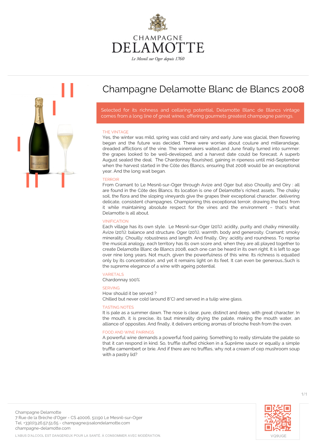 Champagne Delamotte Blanc De Blancs 2008 | VQ9UGE