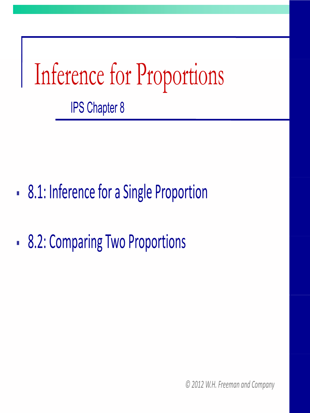 Inference for Proportions IPS Chapter 8