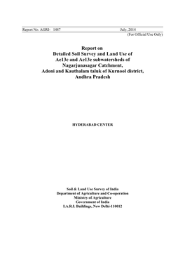 Report on Detailed Soil Survey and Land Use of Ae13c and Ae13e