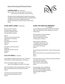Revels Riversing 2016 Word Sheet