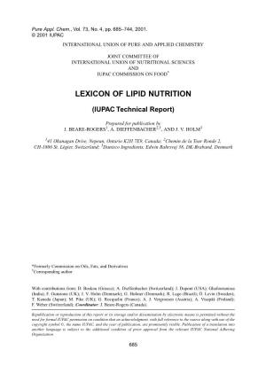 Lexicon of Lipid Nutrition