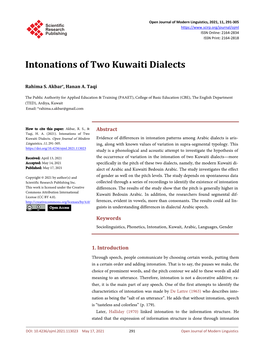 Intonations of Two Kuwaiti Dialects