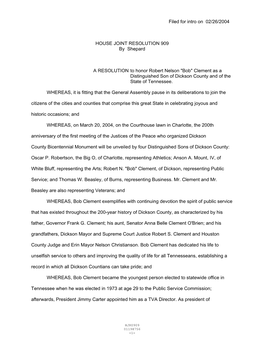 Filed for Intro on 02/26/2004 HOUSE JOINT RESOLUTION 909 By