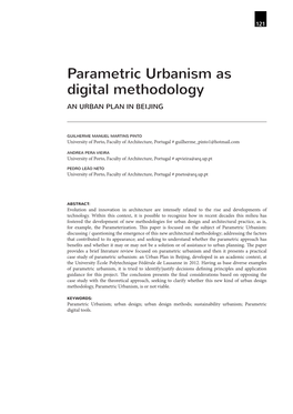 Parametric Urbanism As Digital Methodology an URBAN PLAN in BEIJING