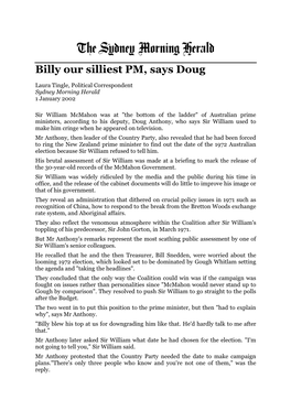 Billy Our Silliest PM, Says Doug