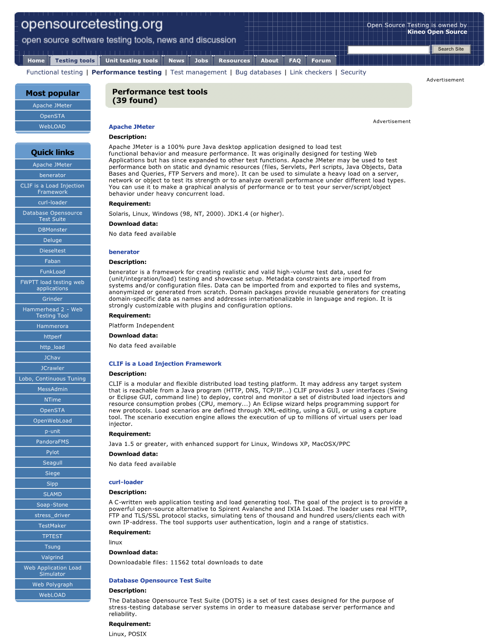 Performance Test Tools