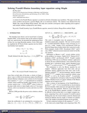 Solving Prandtl-Blasius Boundary Layer Equation Using Maple