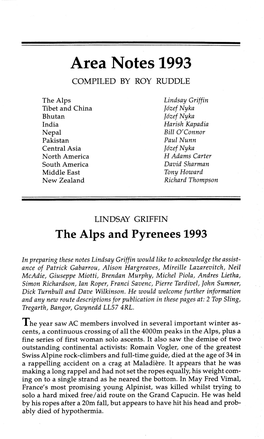 Area Notes 1993 COMPILED by ROY RUDDLE