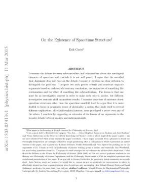 On the Existence of Spacetime Structure†