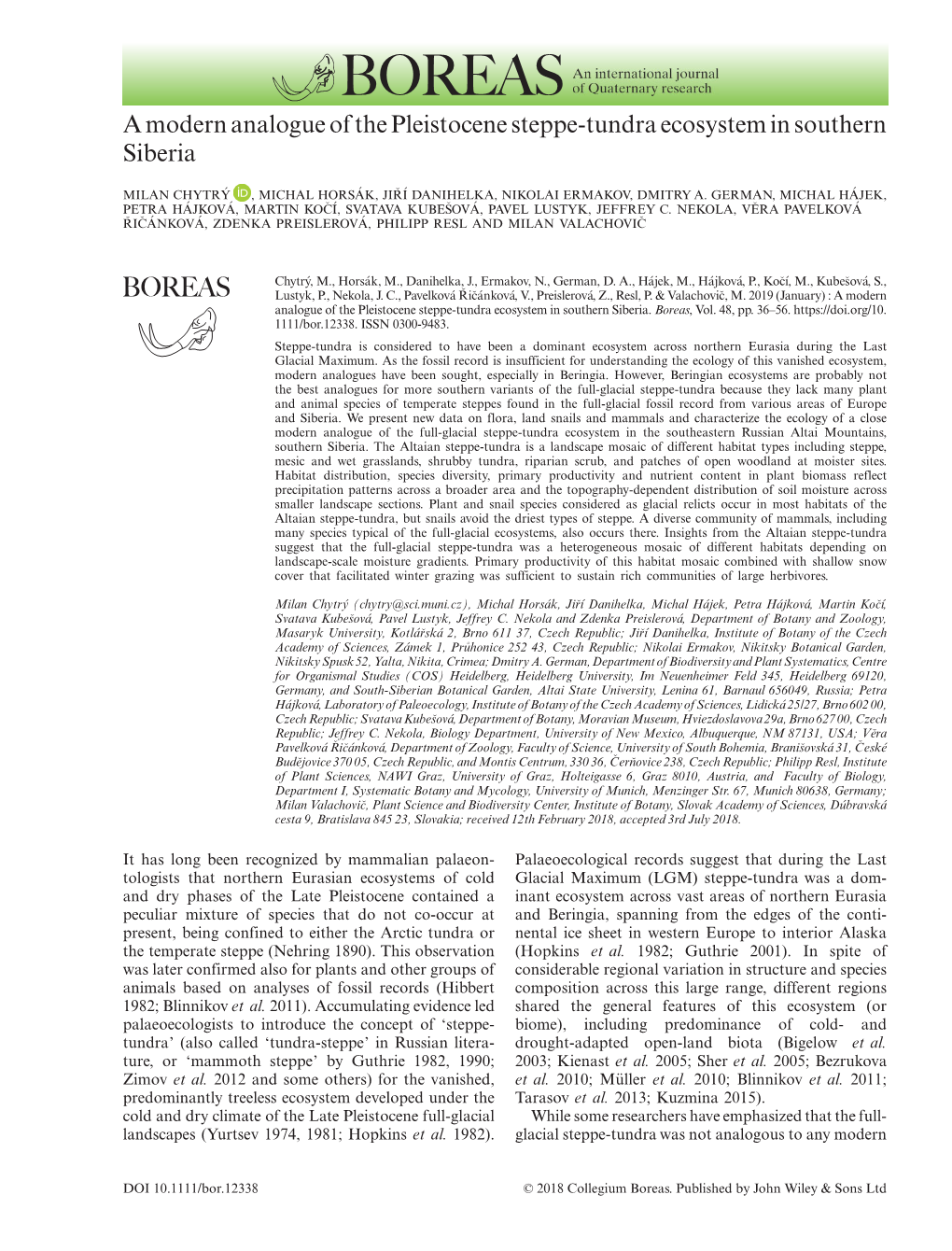 A Modern Analogue of the Pleistocene Steppe‐Tundra