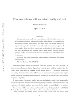 Price Competition with Uncertain Quality and Cost
