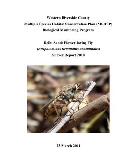 Delhi Sands Flowerloving Fly Survey Report 2010