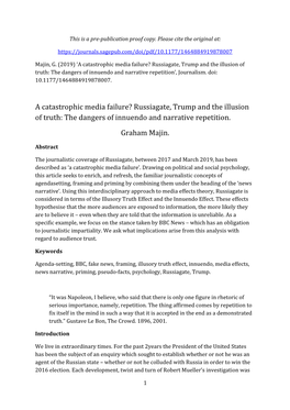 Russiagate, Trump and the Illusion of Truth: the Dangers of Innuendo and Narrative Repetition’, Journalism