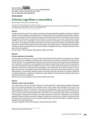 Cognitive Sciences and Neuroethics