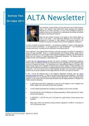 ALTA Newsletter OCTOBER 2011